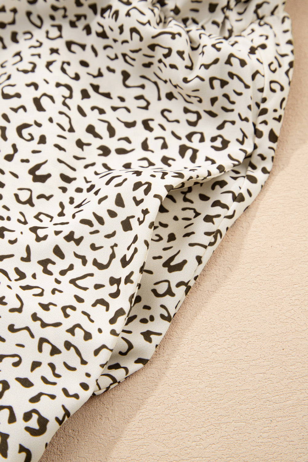 Beige Plus Size Leopard Print Short Sleeve Flared Dress