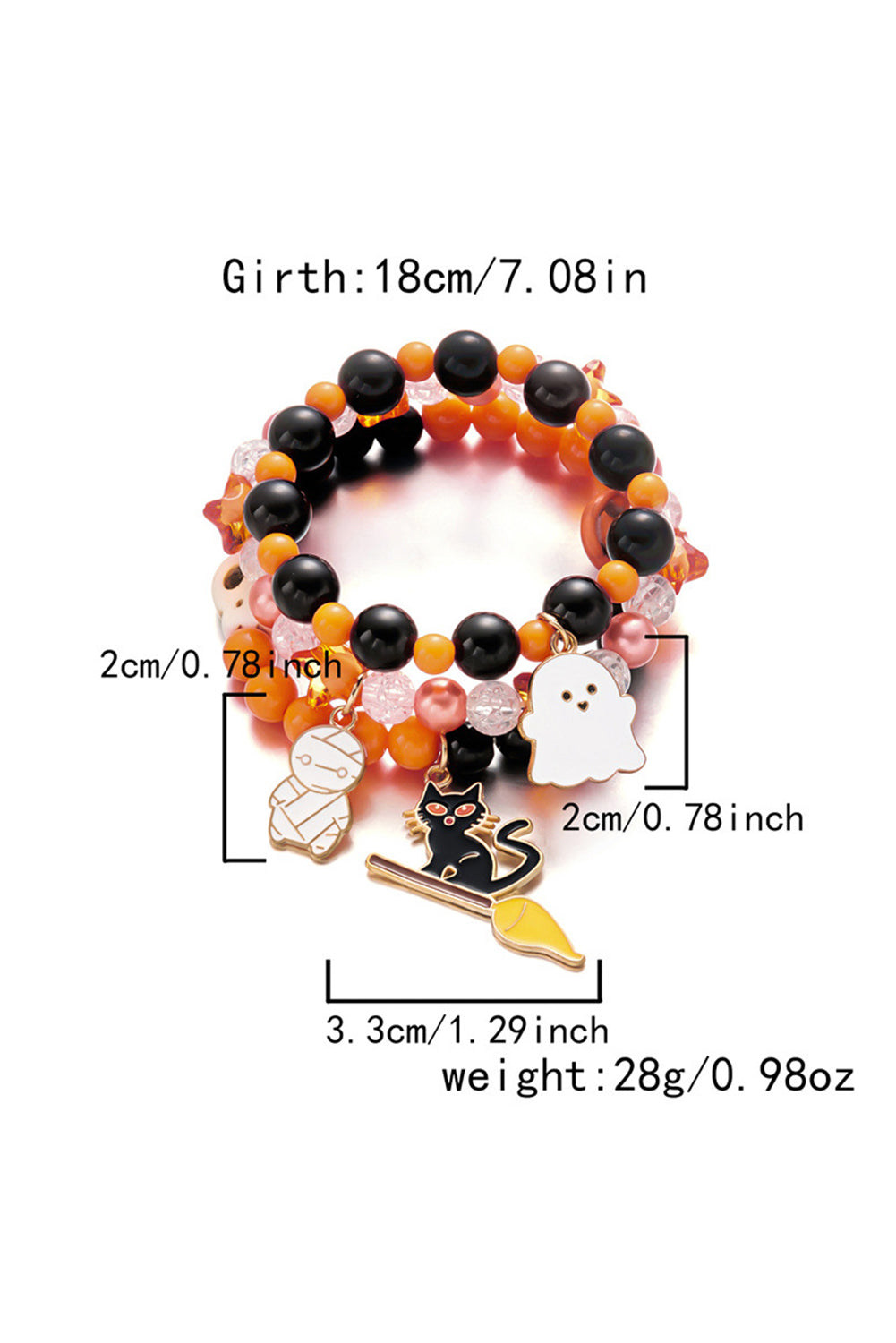 3pcs Halloween Pendent Elastic Beading Bracelet
