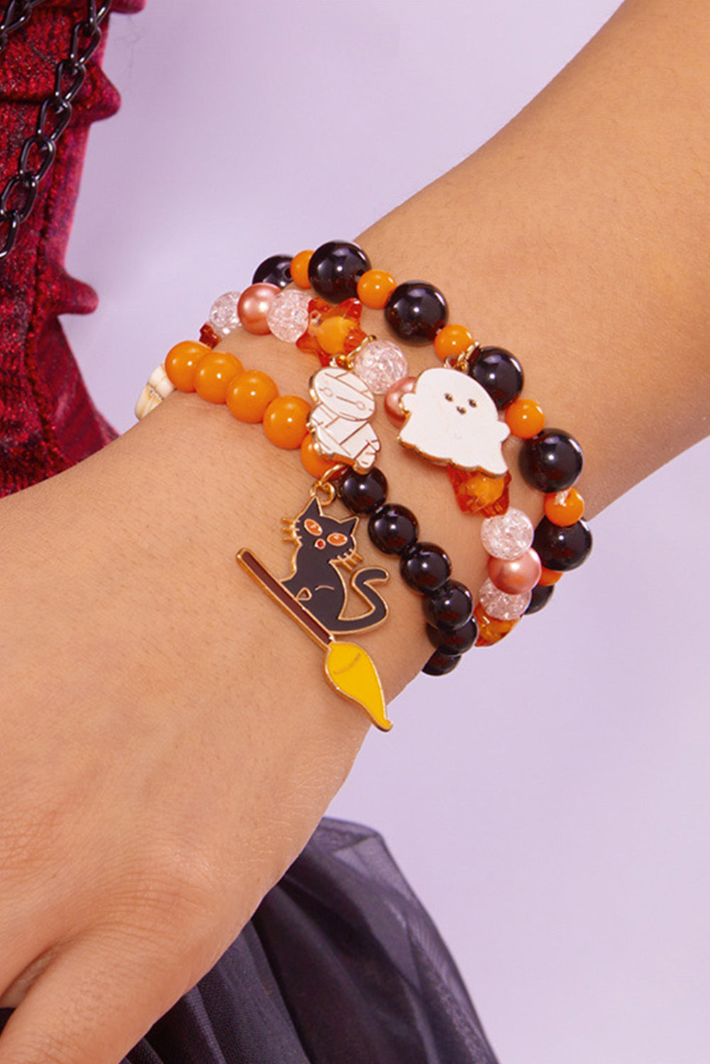 3pcs Halloween Pendent Elastic Beading Bracelet