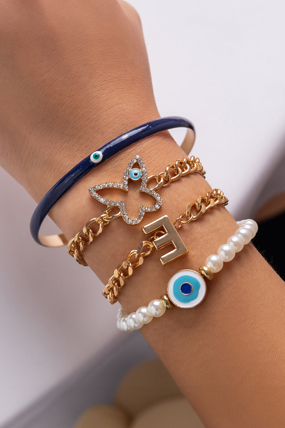 4pcs Pearled Chain Bracelet Set