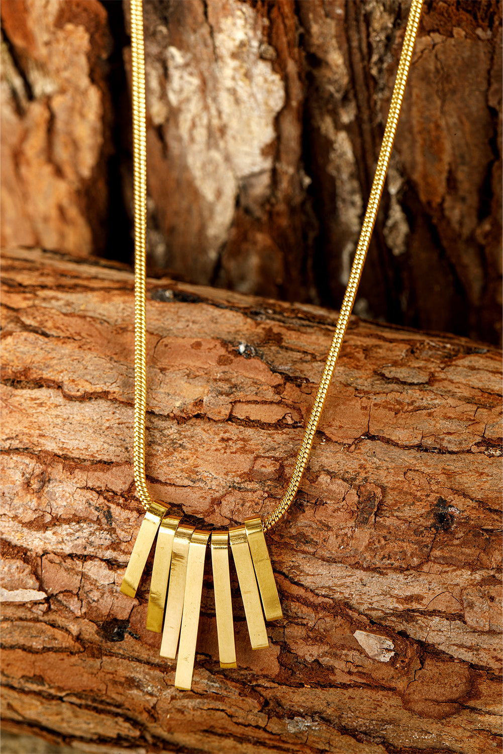 Asymmetric Bar Pendant Plated Alloy Necklace