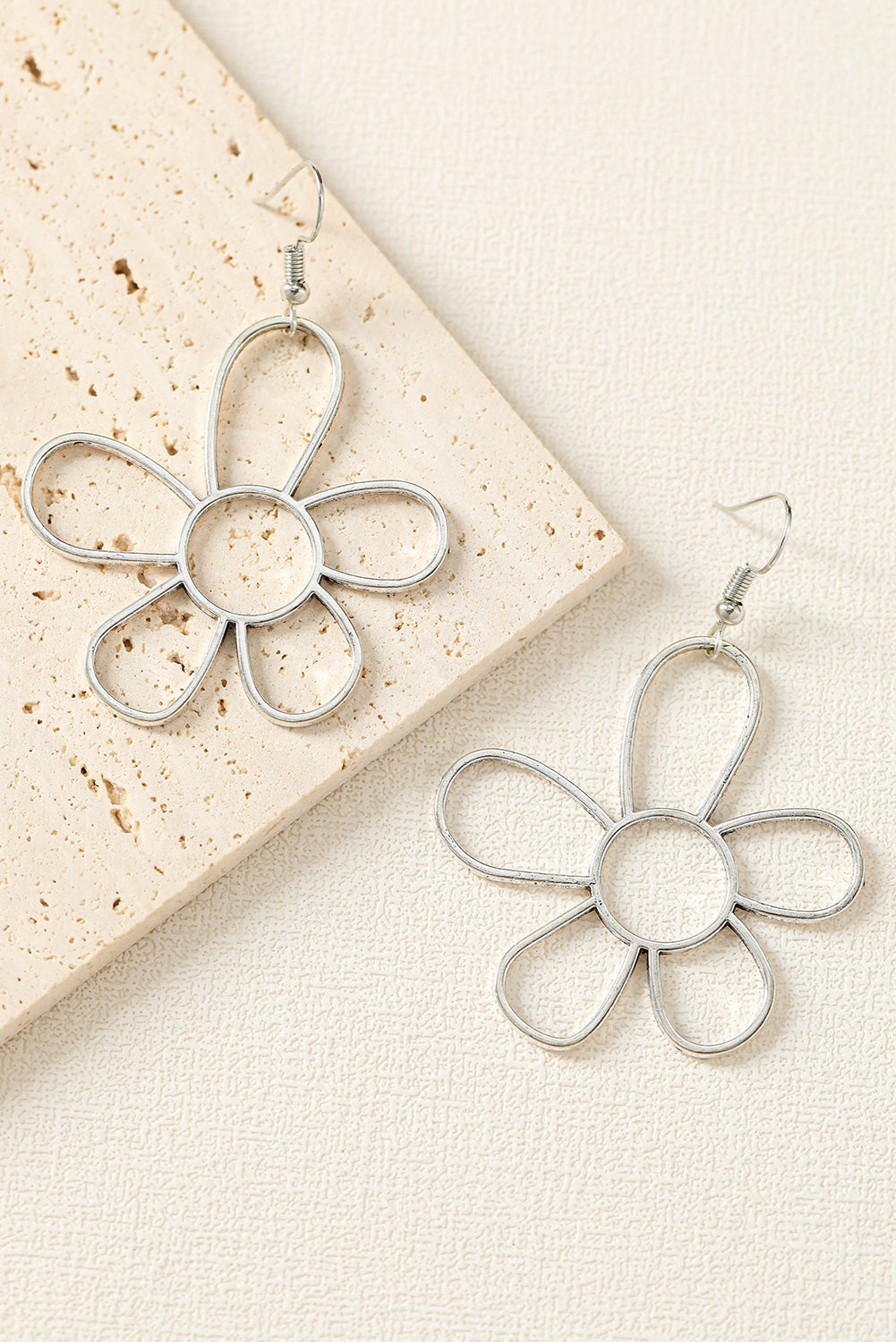 Alloy Hollowed Flower Hook Earrings