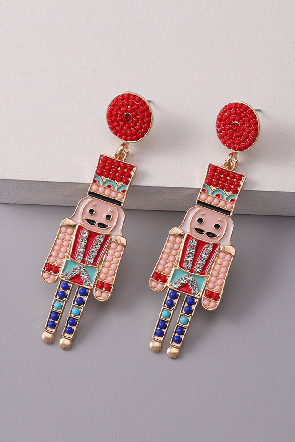 Beaded Christmas Nutcracker Earrings
