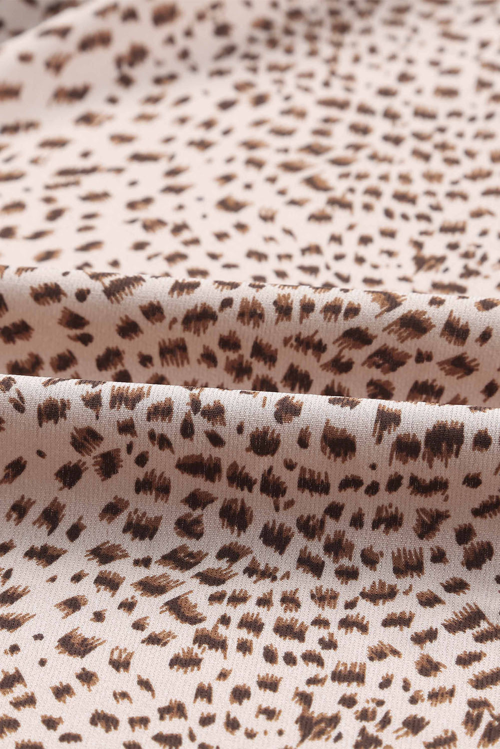Animal Print Shirred Apricot Cuff Lantern Sleeve Cardigan