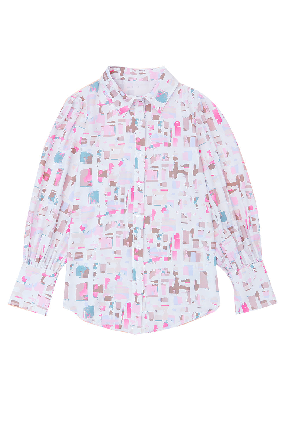 Abstract Lantern Sleeve Casual Shirt