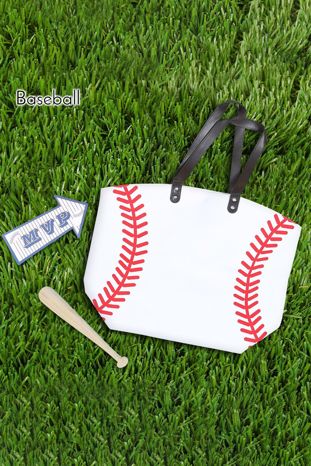 Baseball Pattern Canvas Large Tote Bag