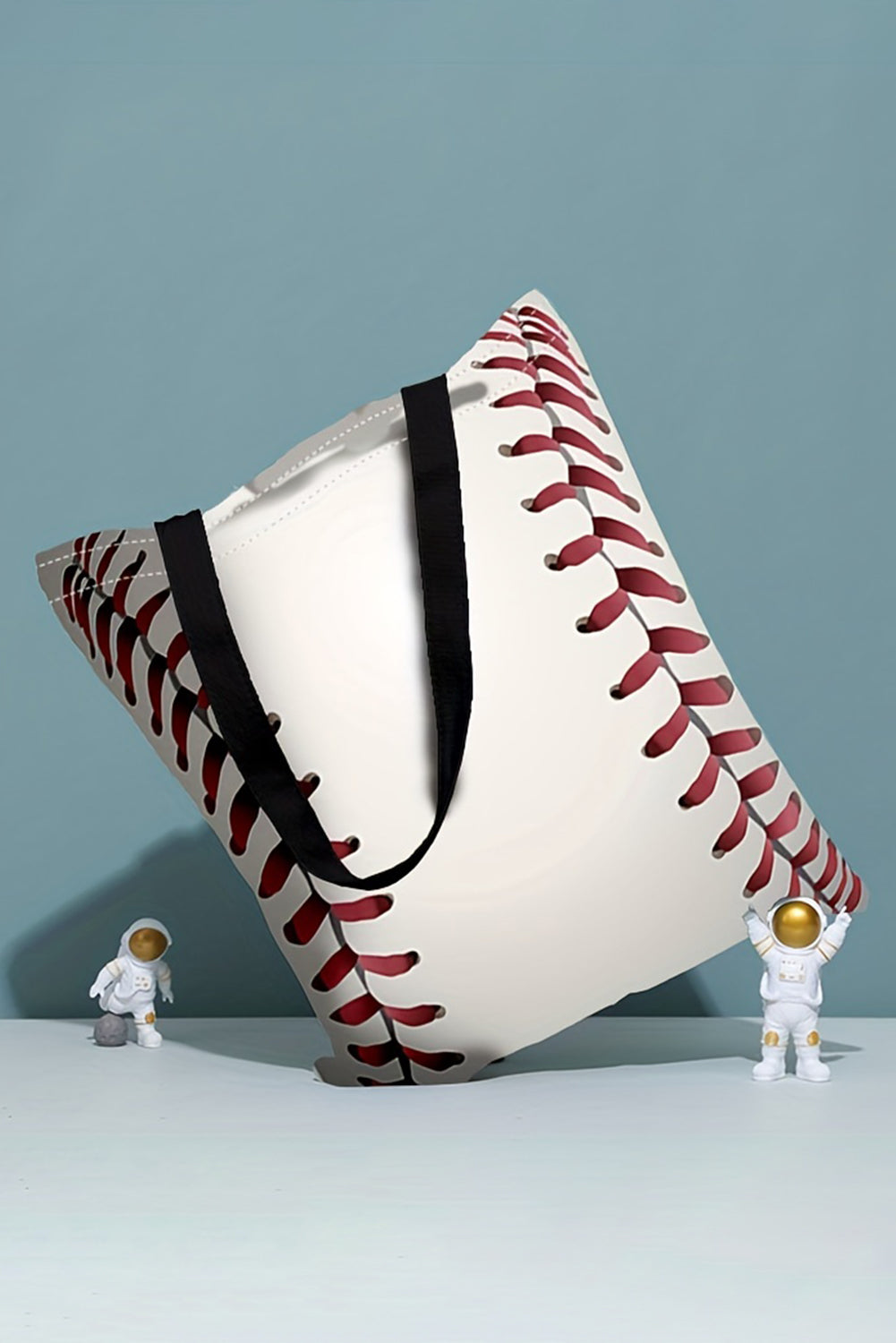 Baseball Print Canvas Tote Bag