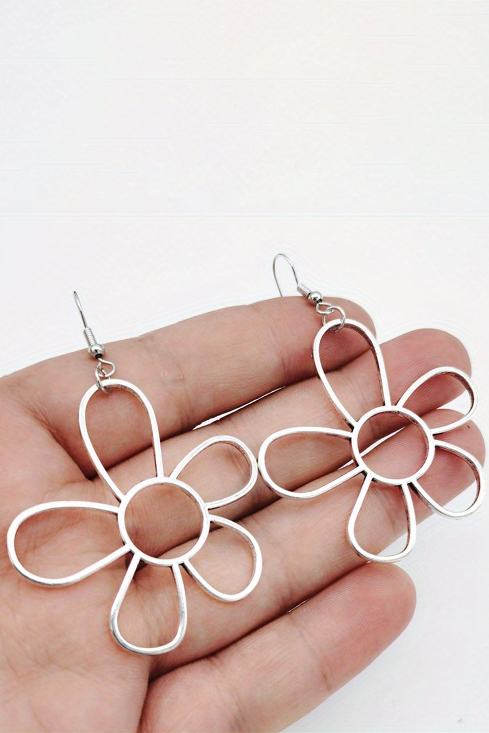 Alloy Hollowed Flower Hook Earrings