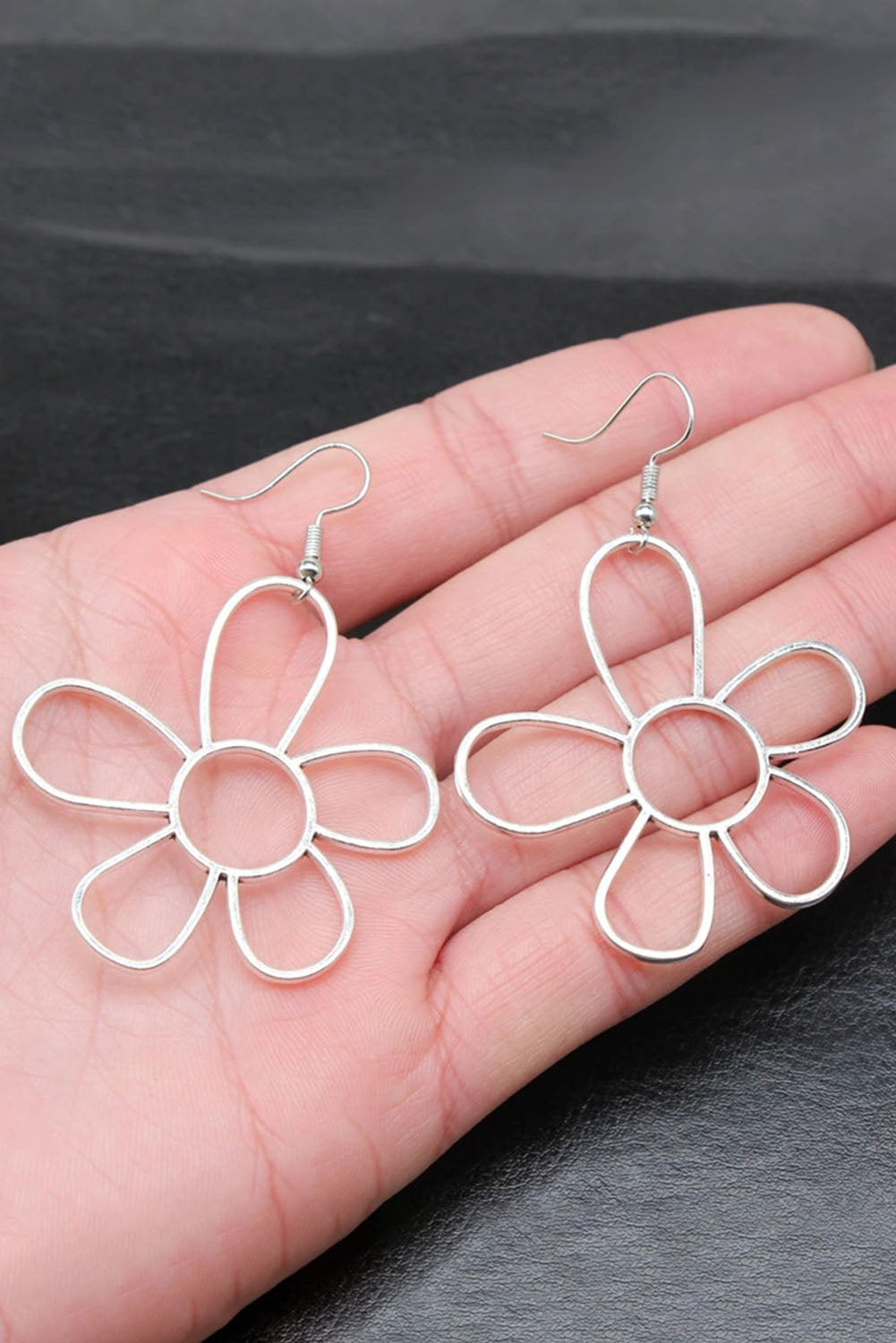 Alloy Hollowed Flower Hook Earrings