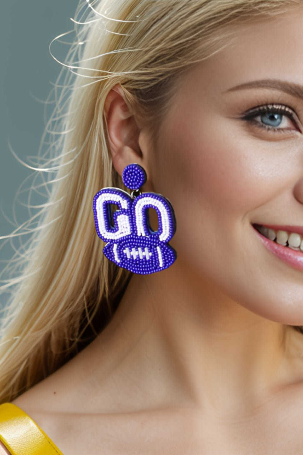 Beaded Go Rugby Football Earrings