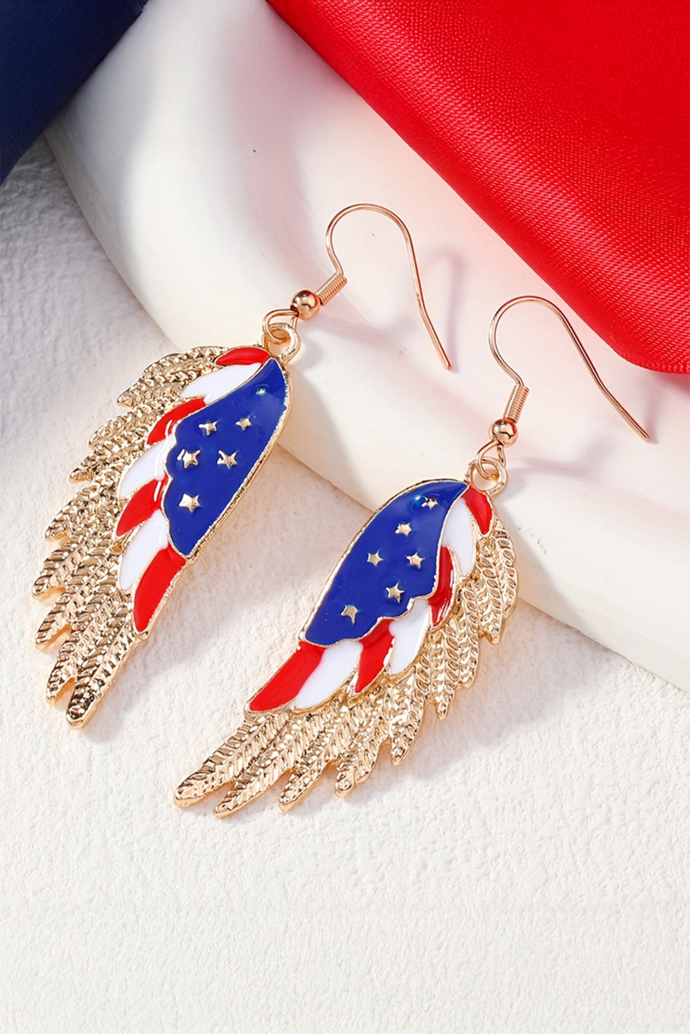 American Flag Wing Shape Plated Alloy Hook Earrings