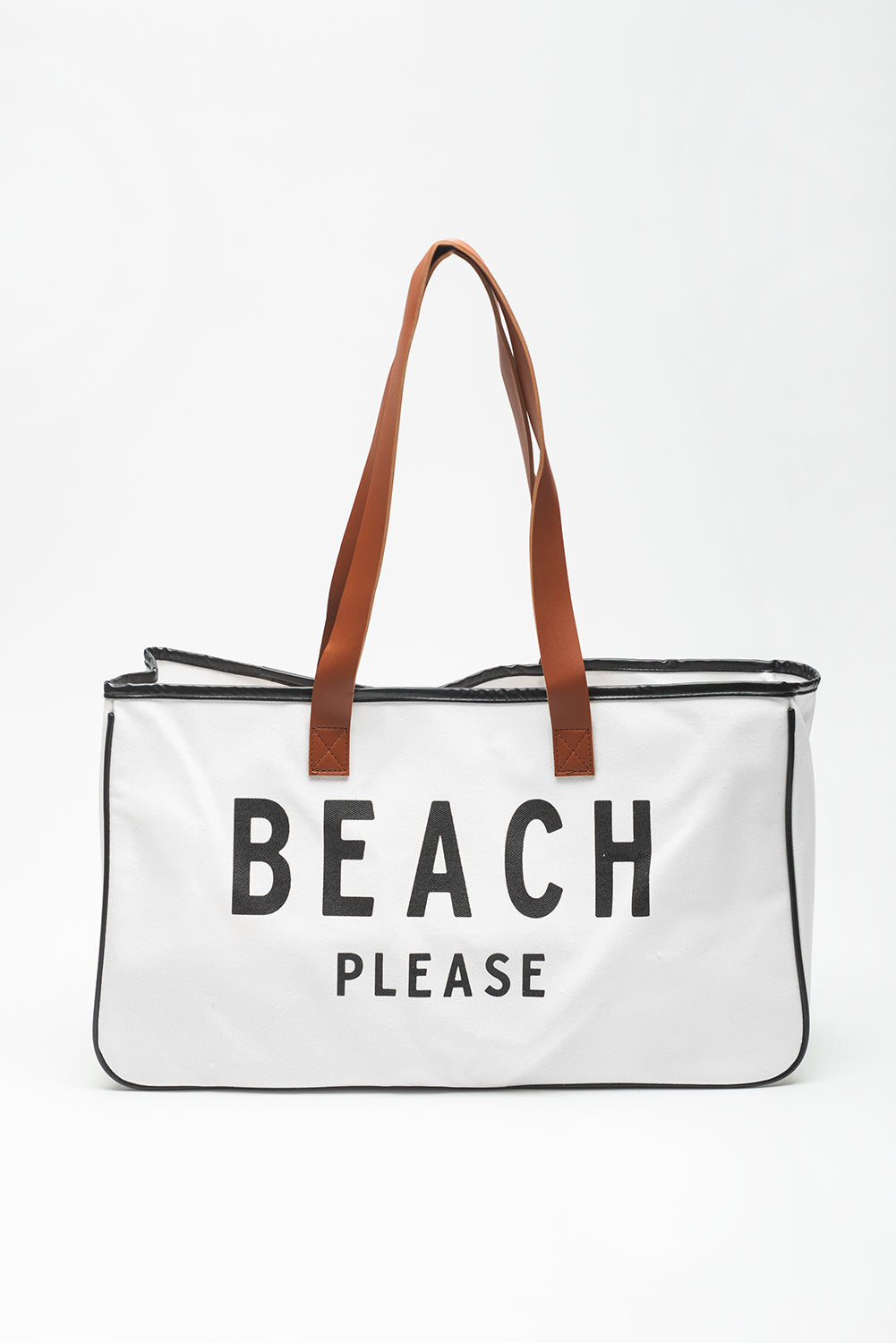 BEACH PLEASE Print Large Canvas Tote Bag