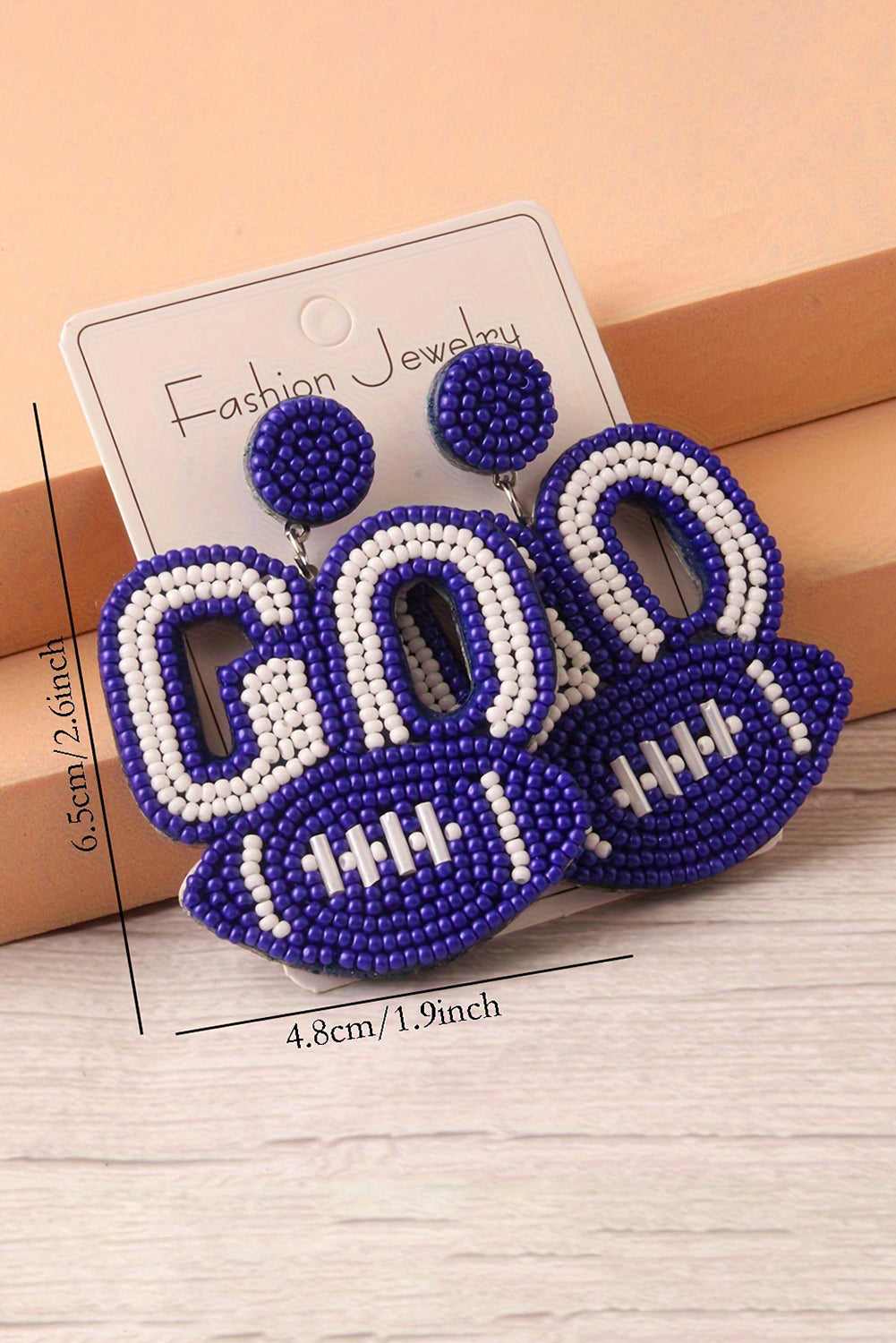 Beaded Go Rugby Football Earrings