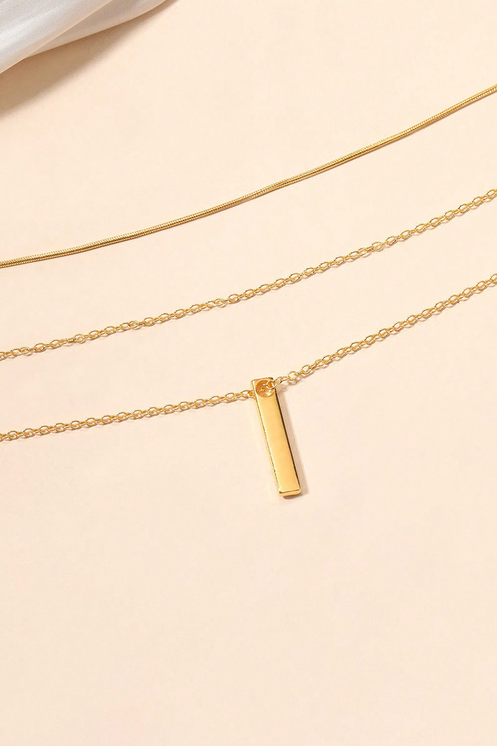 Bar Pendant Layered Adjustable Chain Necklace