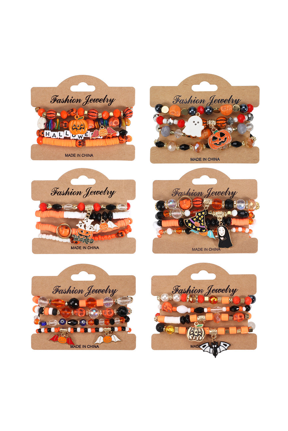 4pcs Halloween Pumpkin Bat Spider Bracelet Set