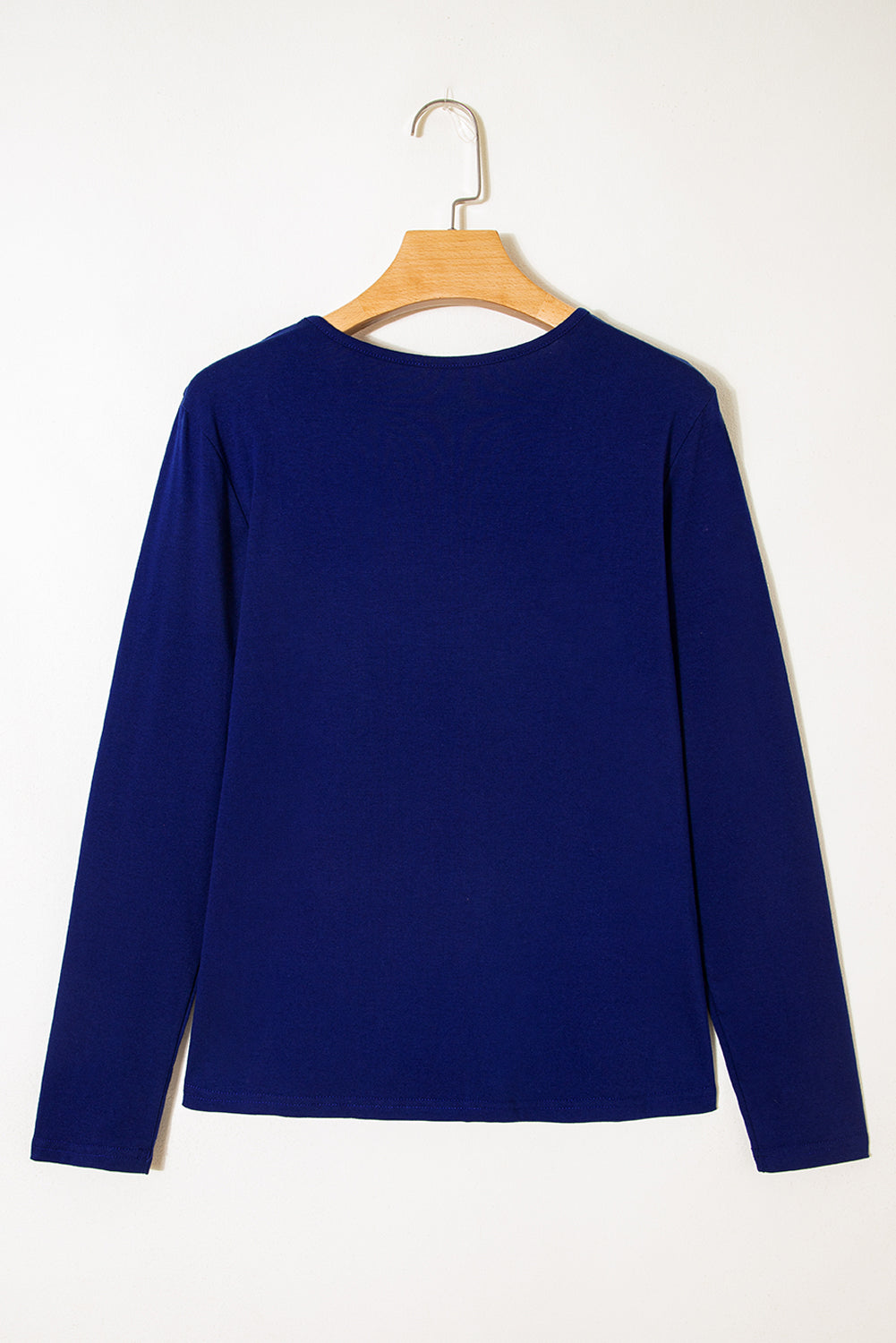 Asymmetric Seam Detail Solid Color Long Sleeve Top