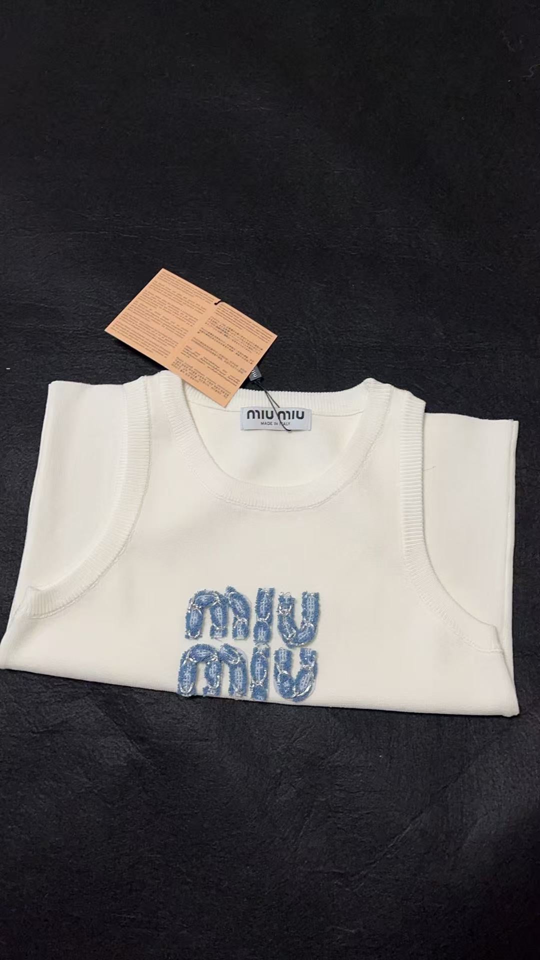 Miu Miu White Ribbed Tank Top