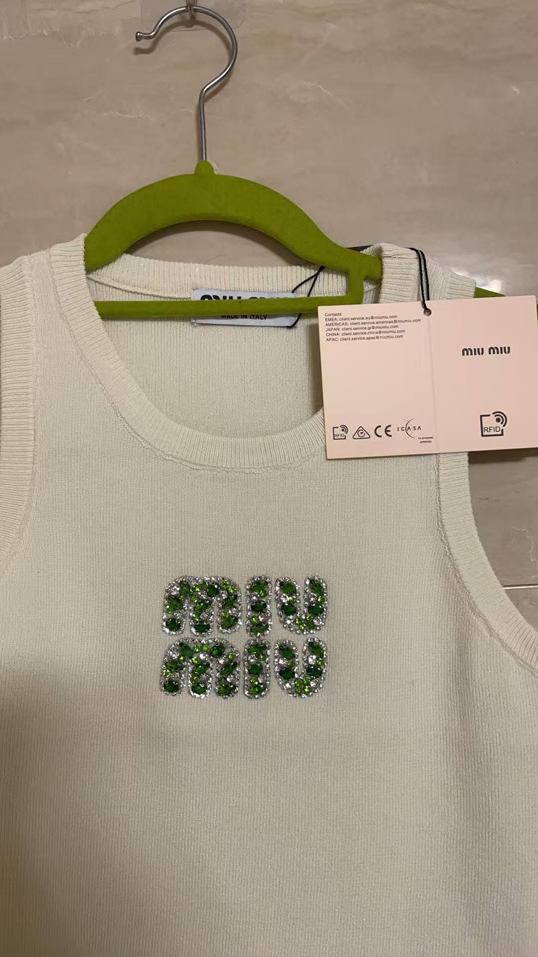 Miu Miu White Ribbed Tank Top