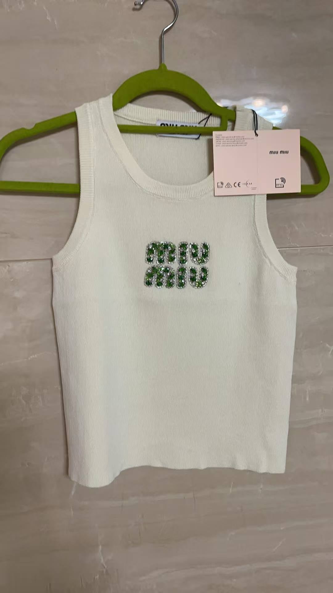 Miu Miu White Ribbed Tank Top