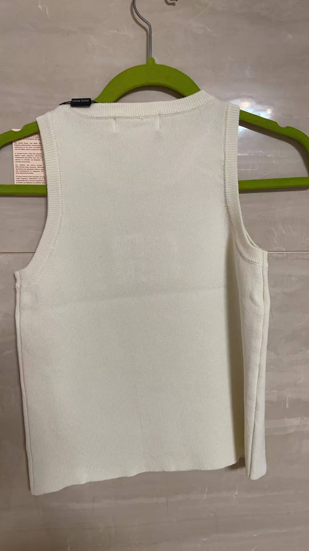 Miu Miu White Ribbed Tank Top