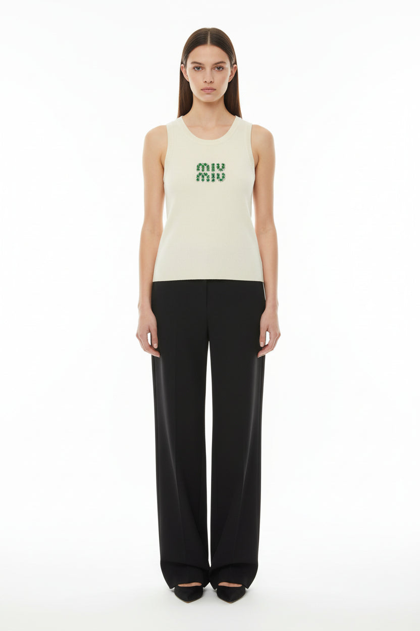 Designer sleeveless top miu miu