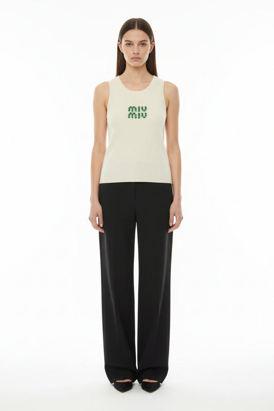 Designer sleeveless top miu miu