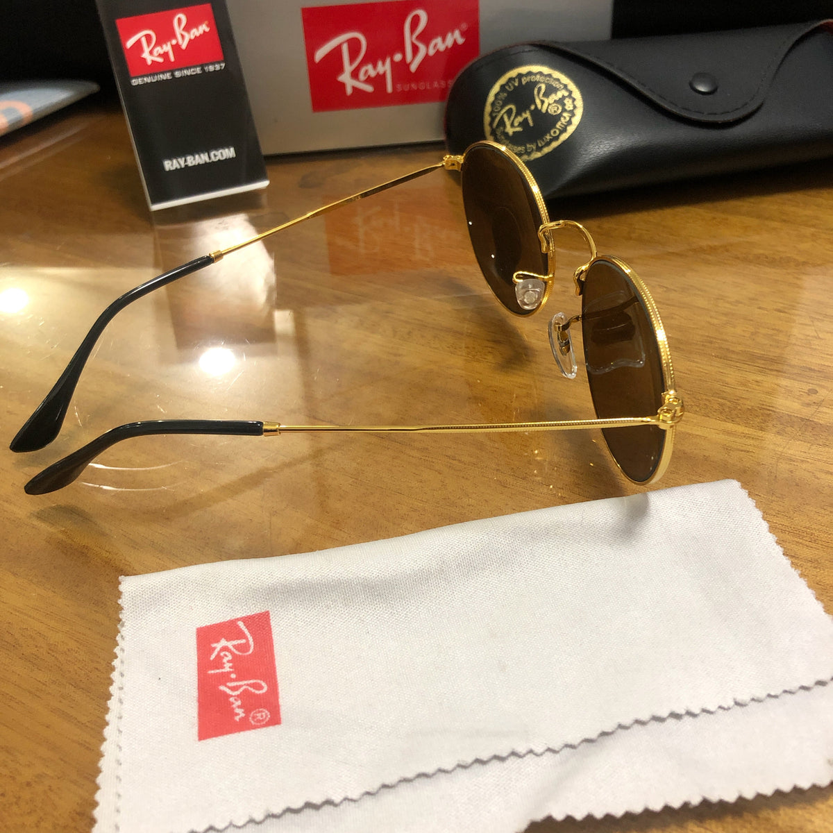 Unisex  polarized ray-ban rb3447 round metal sunglasses