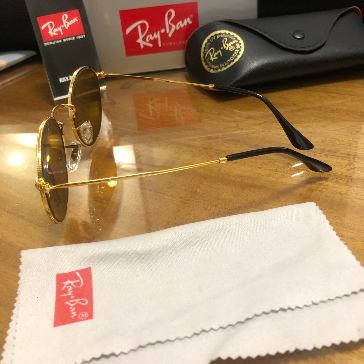 Unisex  polarized ray-ban rb3447 round metal sunglasses