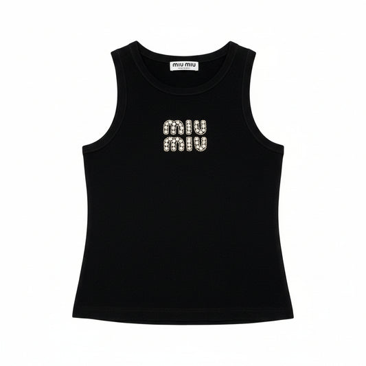 Miu Miu White Ribbed Tank Top