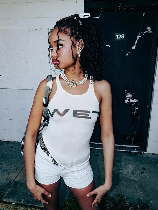 women vest Wet' U Neck Tank Top