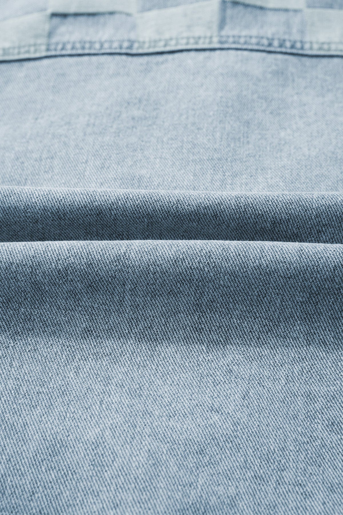 Beau Blue Denim Checkered Pattern Patchwork Womens Casual Jacket