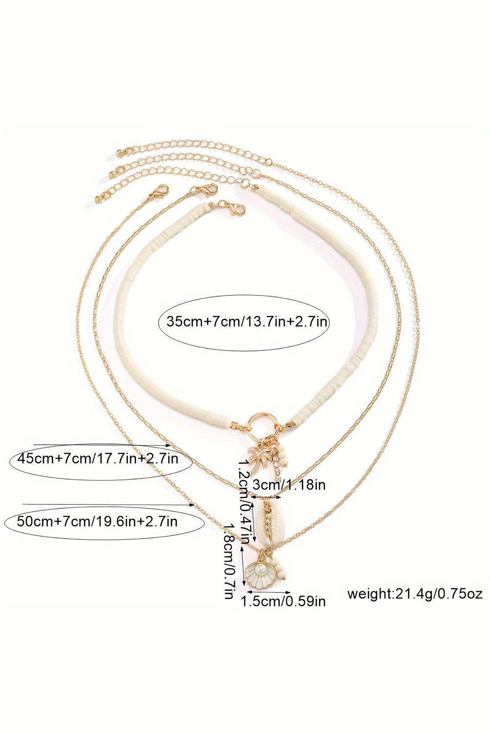 Beach Seashell Multi Layered Pendant Necklace