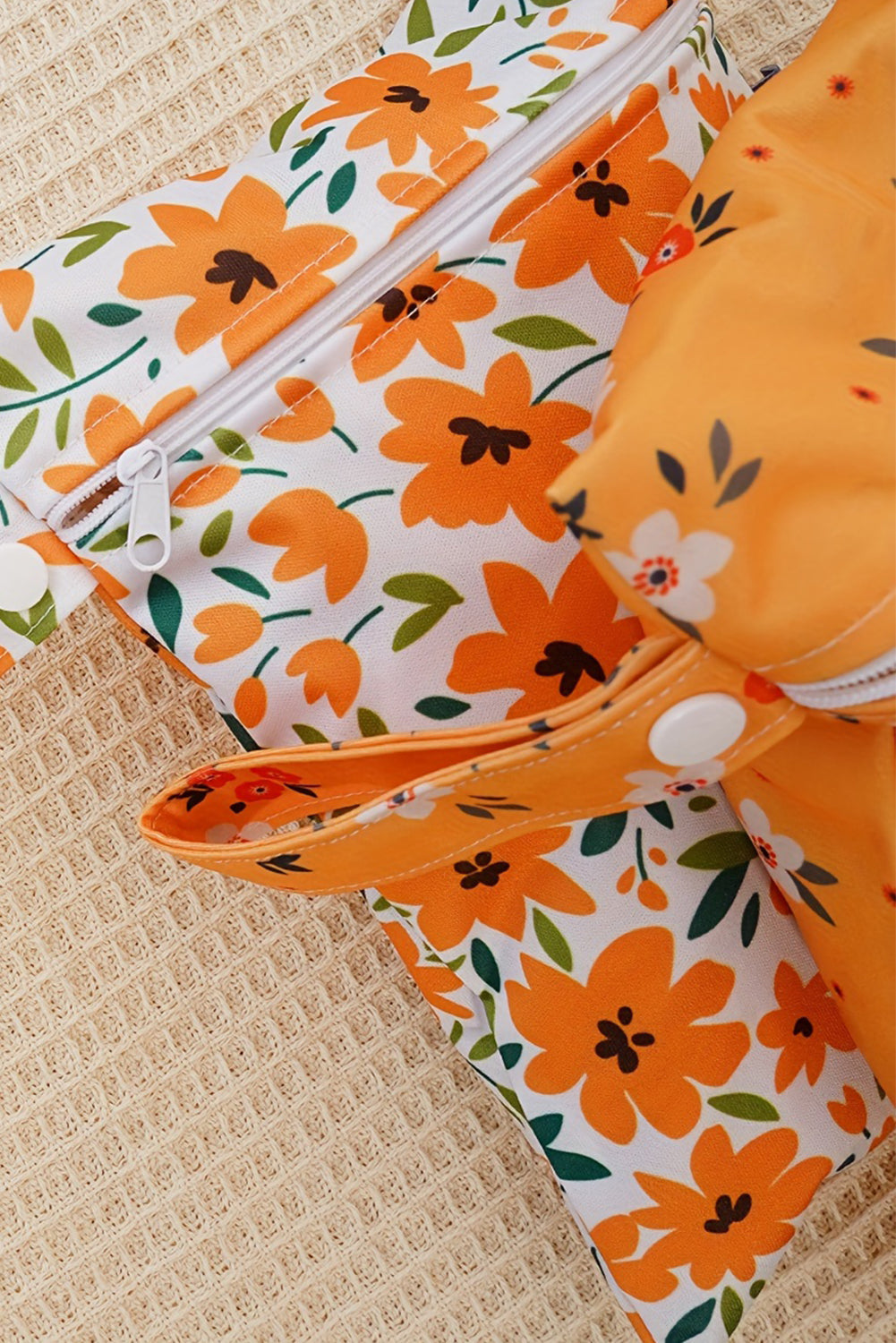 2pcs Floral Print Zip Canvas Bag