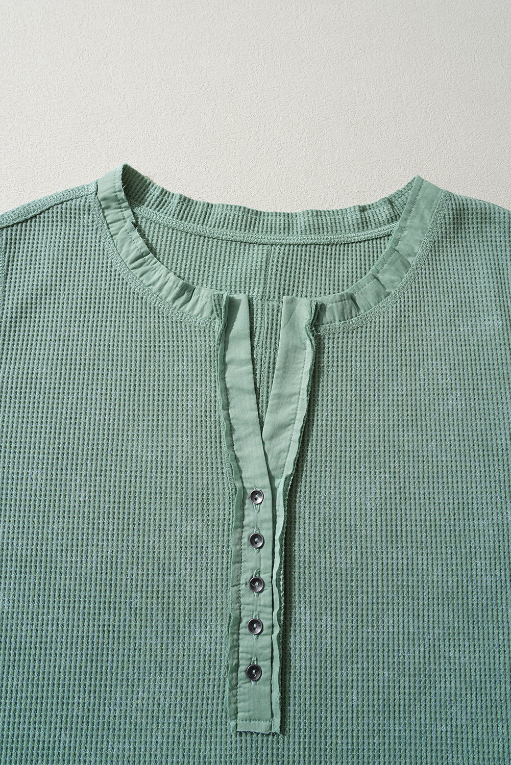 Acid Wash Waffle Long Sleeve Top