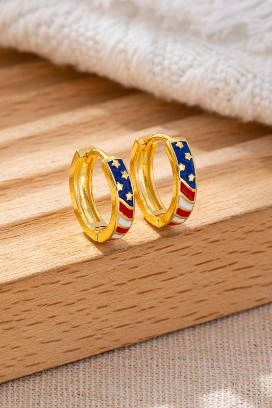 American Flag Plated Alloy Hoop Earrings