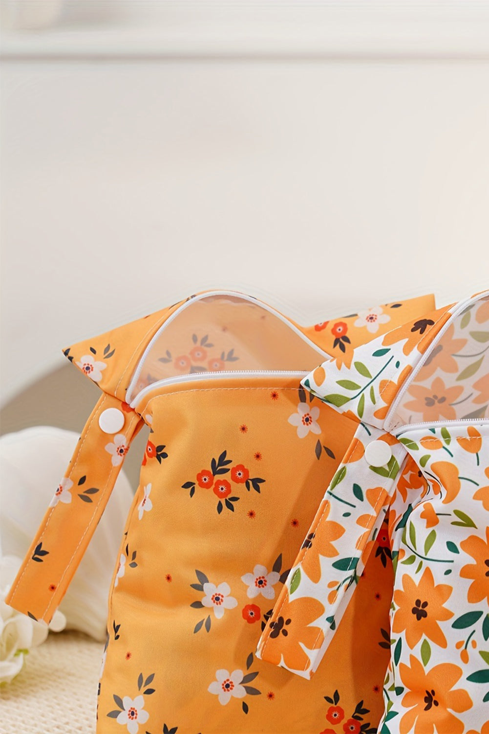 2pcs Floral Print Zip Canvas Bag