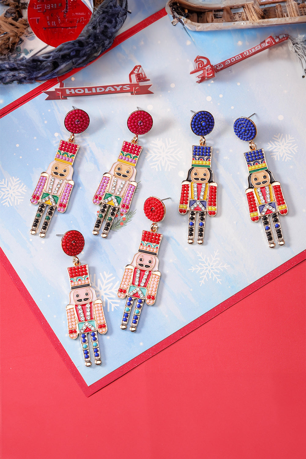 Beaded Christmas Nutcracker Earrings