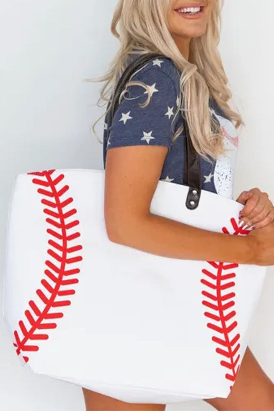 Baseball Pattern Canvas Large Tote Bag