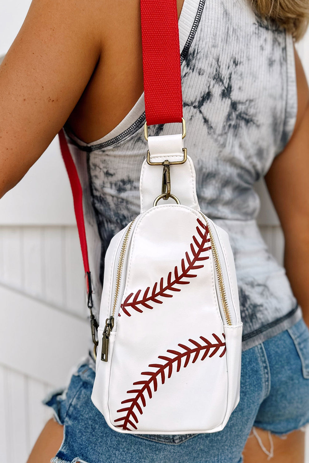 Balls Pattern PU Leather Zipped Sling Bag