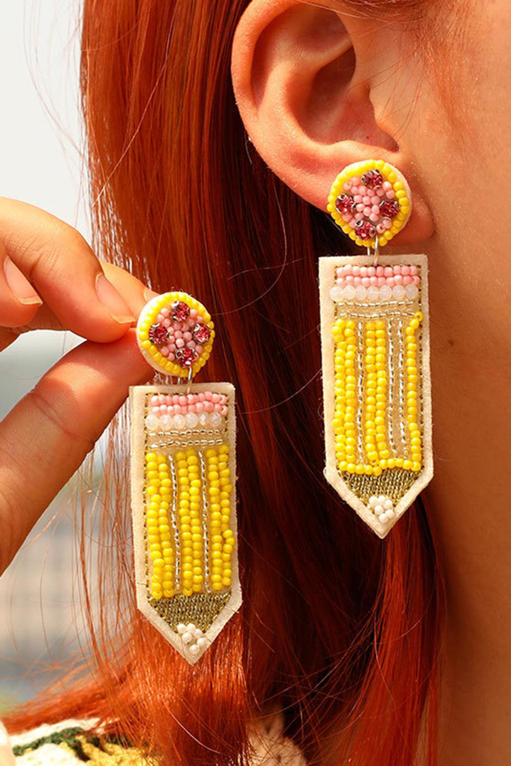 Beaded Pencil Teacher Earrings