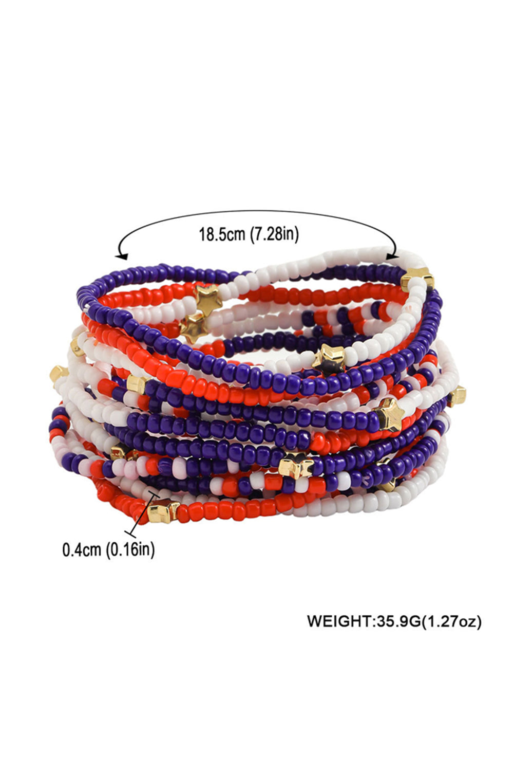 American Flag Star Beaded Multi Layer Bracelet Set