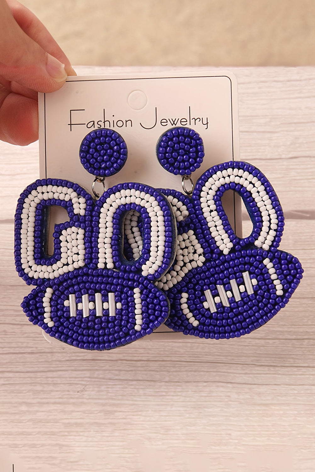 Beaded Go Rugby Football Earrings