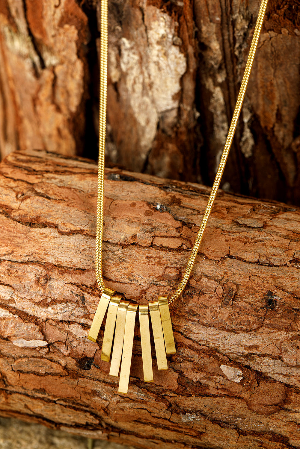 Asymmetric Bar Pendant Plated Alloy Necklace
