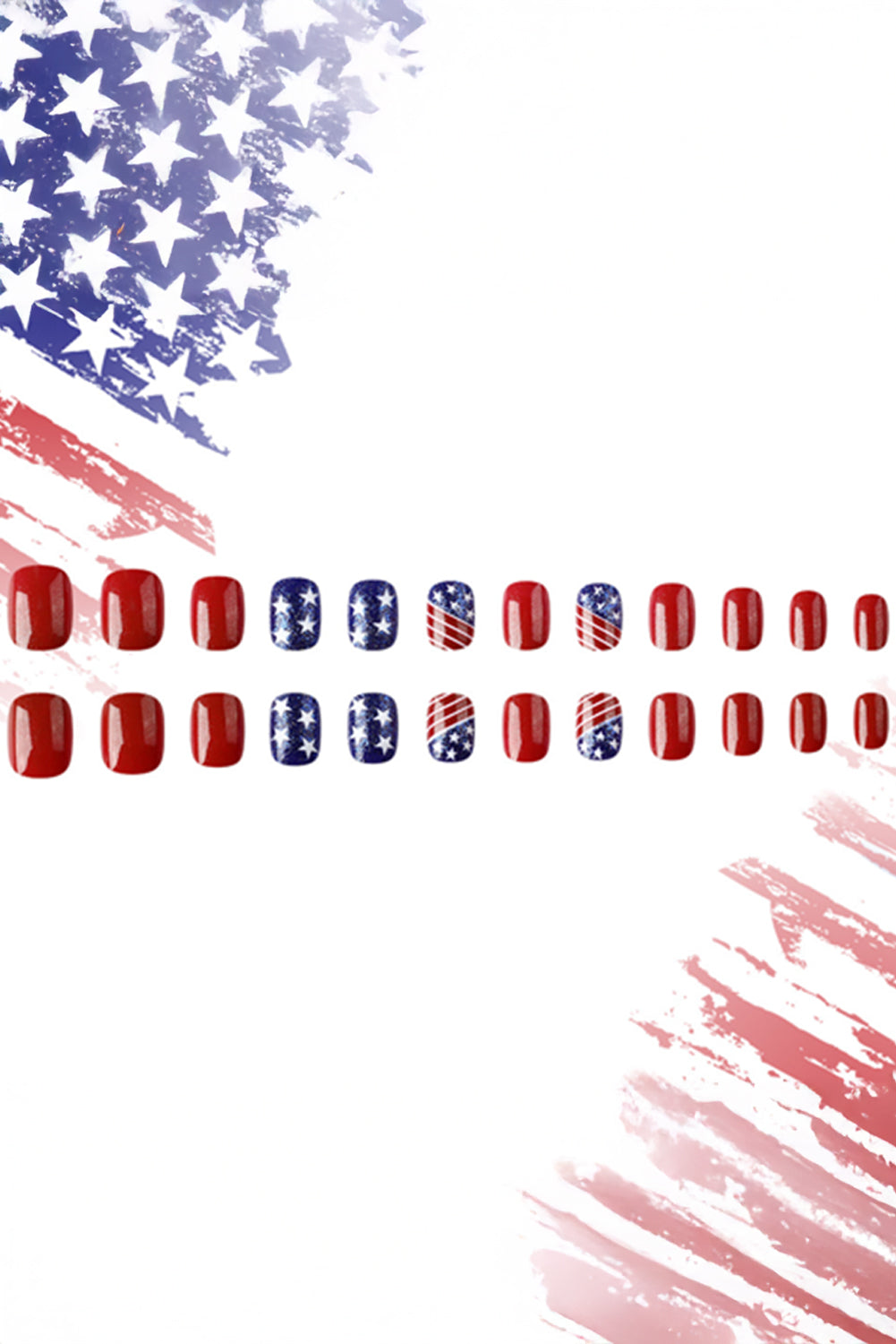 24pcs American Flag Short Square Nail Stickers