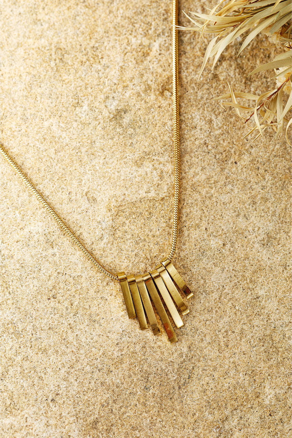 Asymmetric Bar Pendant Plated Alloy Necklace