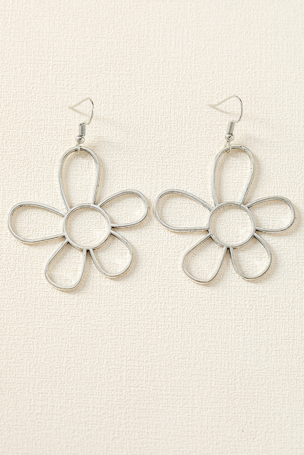 Alloy Hollowed Flower Hook Earrings