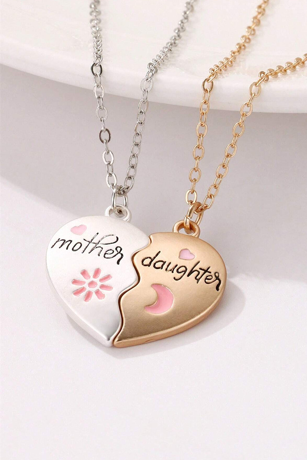 2pcs Mother & Daughter Magnetic Heart Necklace