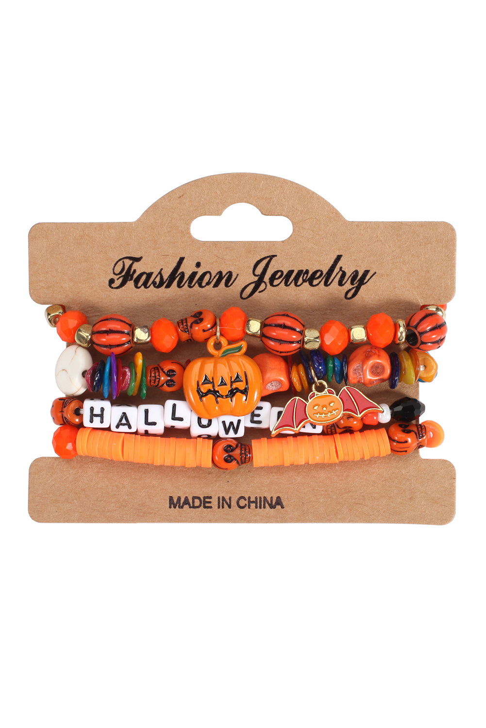 4pcs Halloween Pumpkin Bat Spider Bracelet Set