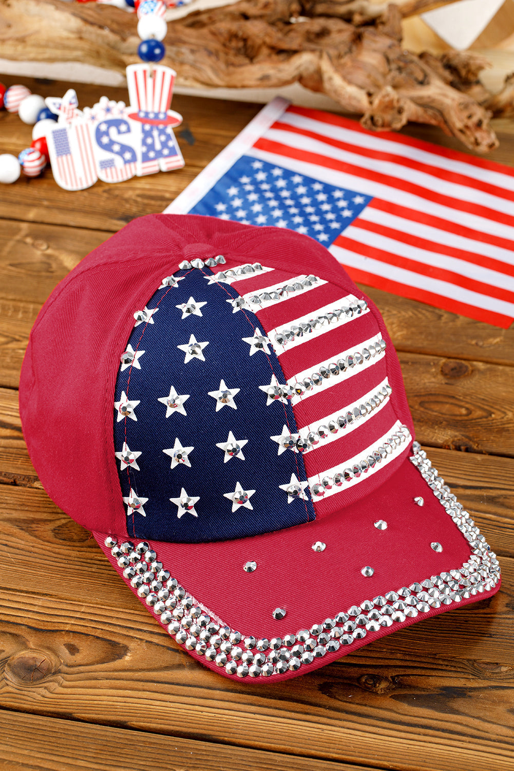 American Flag Rhinestone Decor Baseball Cap