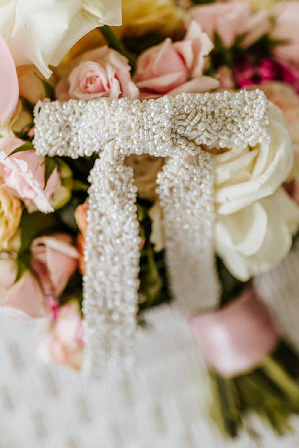 Beaded Bow Knot Hair Clip